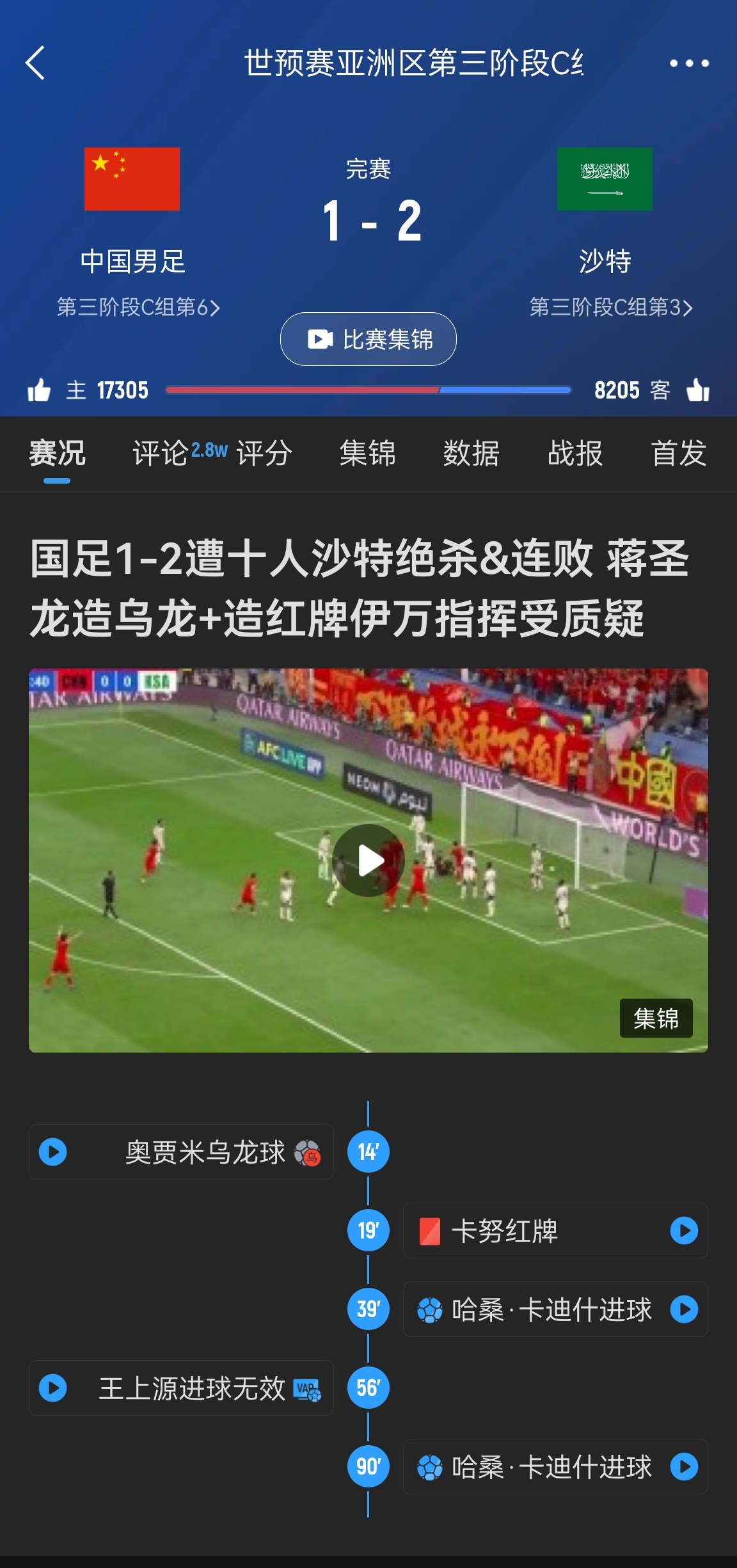 今天什么劇本？首戰(zhàn)沙特也是半場紅牌+蔣光太傷退，最后國足被翻